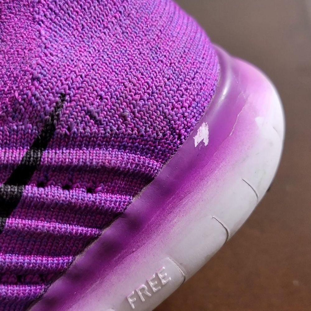 Nike Free RN Flyknit SE Premium Women's Running Shoes Size 6 Purple Black White - Picture 6 of 8